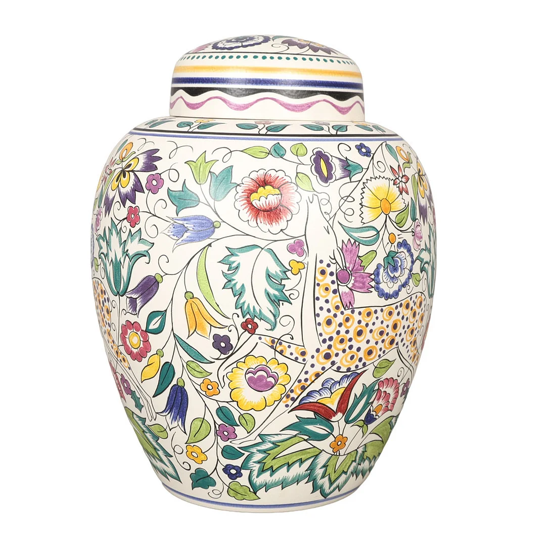 A LARGE POOLE POTTERY VASE AND COVER BY SUSAN RUSSELL. — European — Bishop & Miller