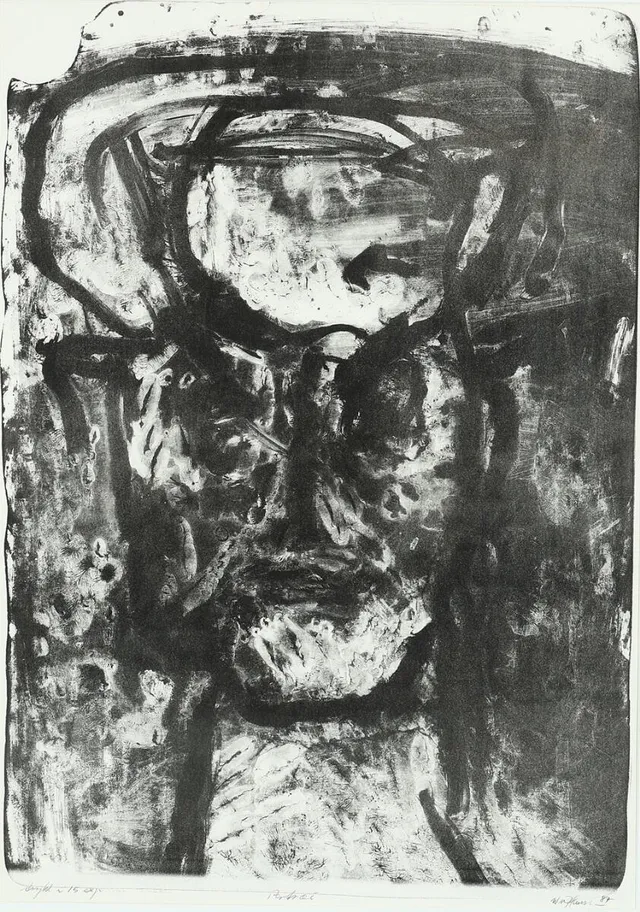 “Portrait”. Signed Wiig Hansen 87. Lithograph. Visible size 97×67 cm.