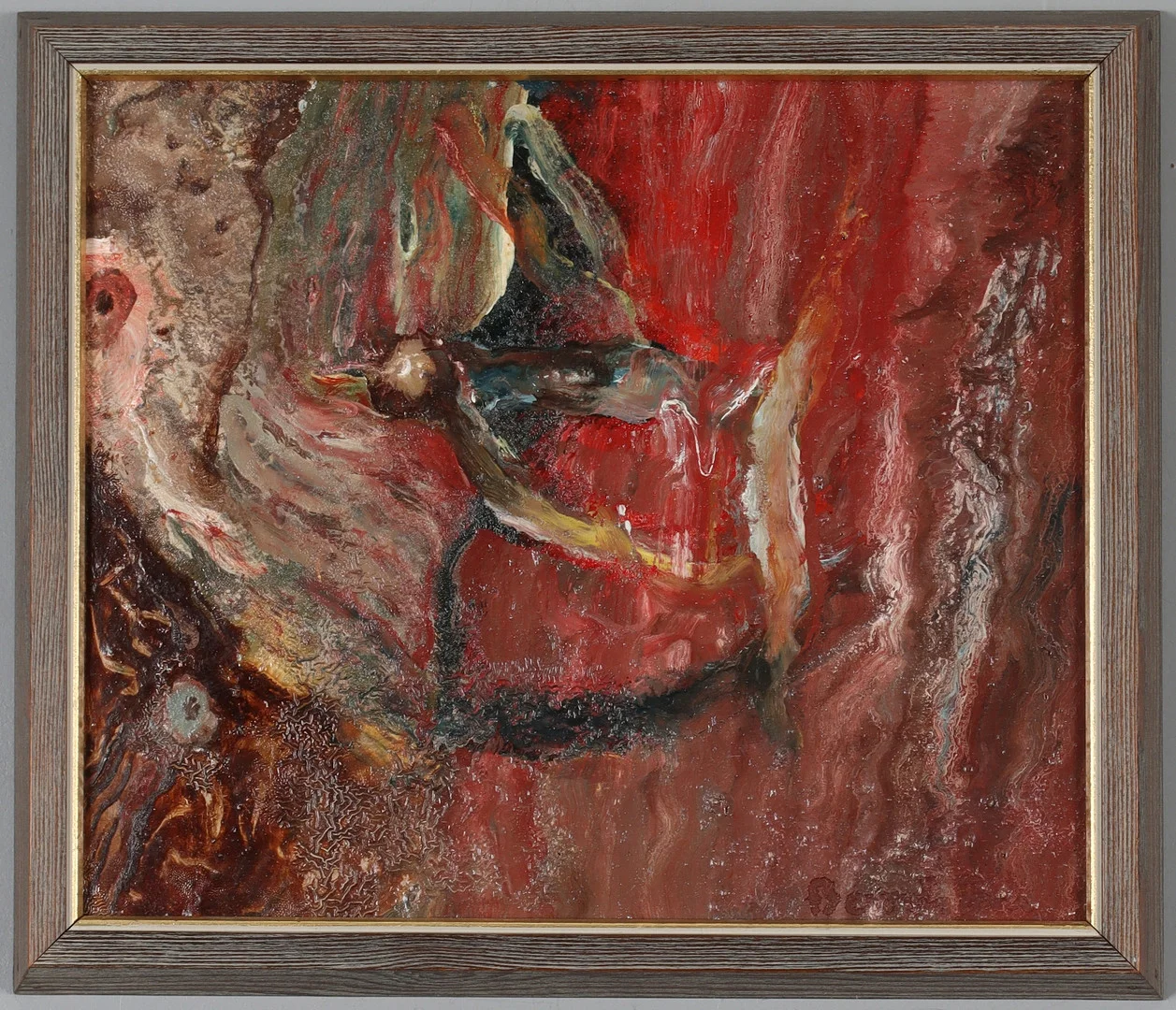 HARRY BOOSTRÖM. Komposition, blandteknik på pannå, signerad. — Paintings — Stadsauktion Sundsvall