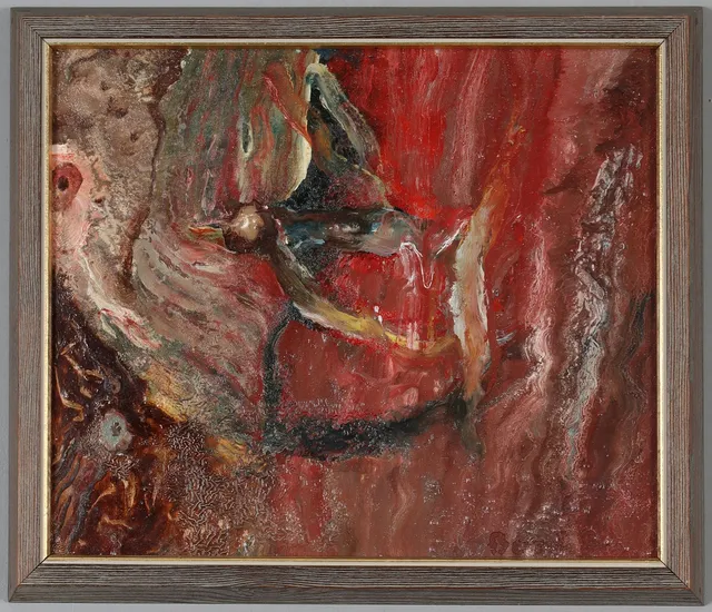 HARRY  BOOSTRÖM. Komposition, blandteknik på pannå, signerad.