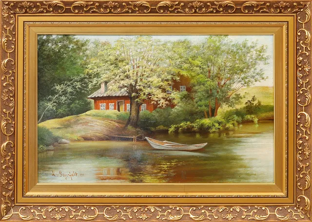 LOTTEN VON GEGERFELT. Eka och rött hus, olja på duk, signerad och daterad.