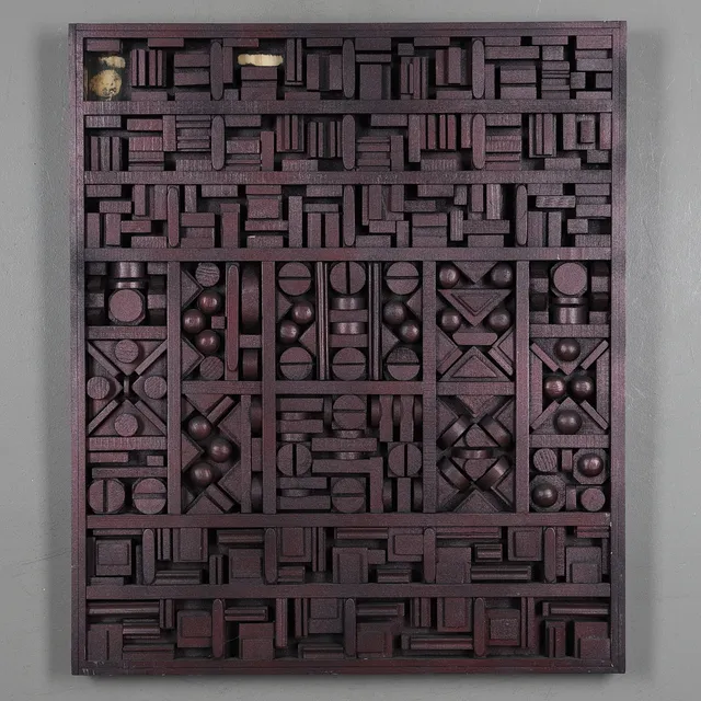 SVEN OLSSON. Installation, bemålat trä, osignerad.