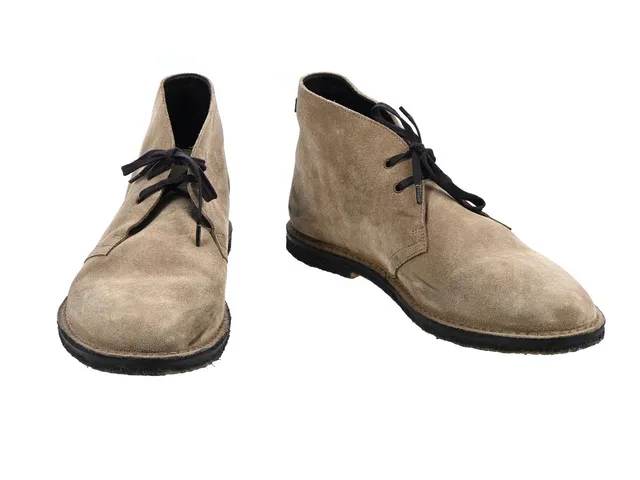 SKOR, SAINT LAURENT, beige mocka, brunt läder, bruna snören, stl 43½.