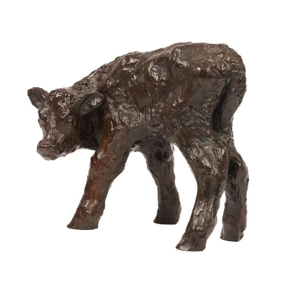 Gudrun Lauesen for Just Andersen: Calf, figurine of disco metal no. 2405 — Paintings and sculptures/Sculptures — Lauritz