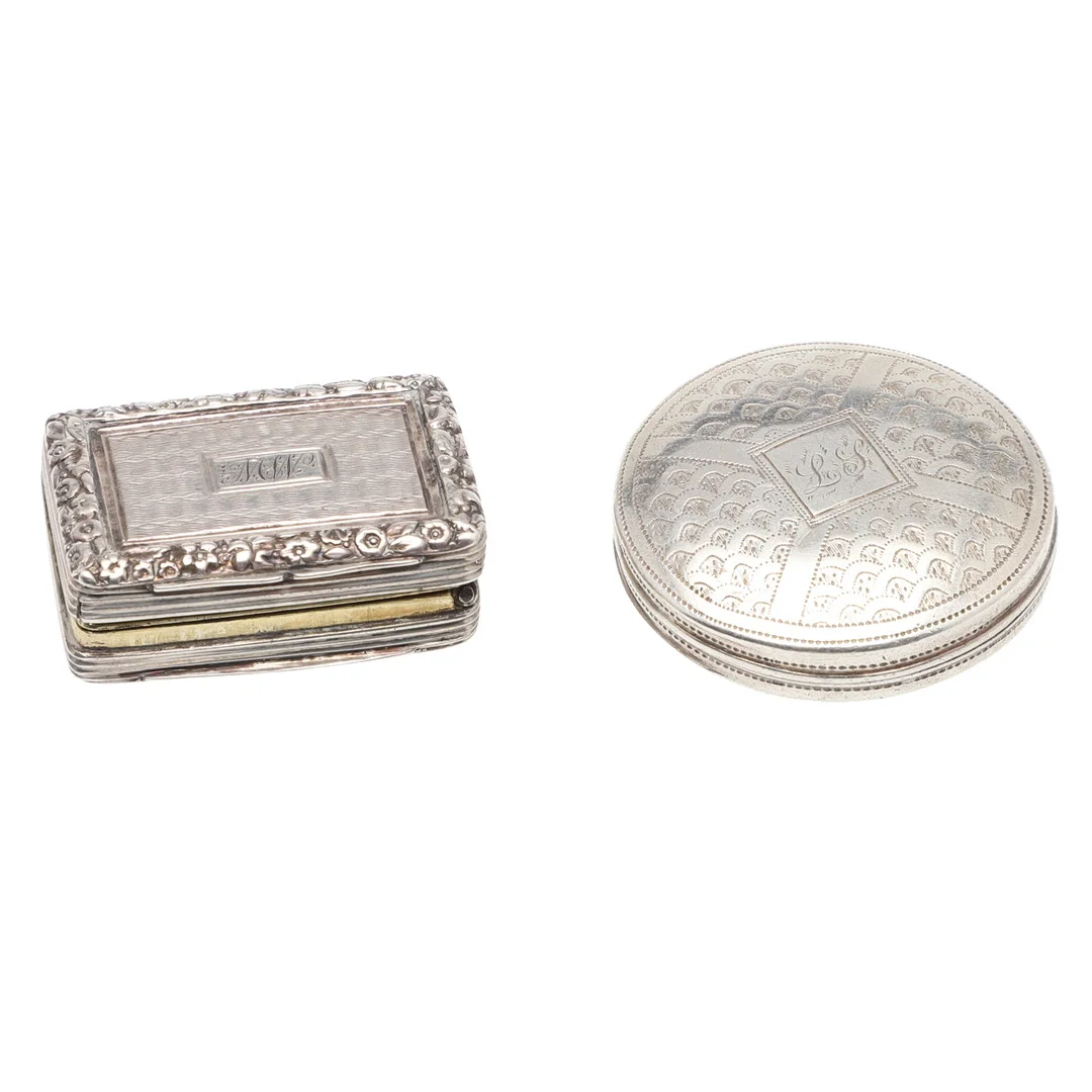 TWO 19TH CENTURY SILVER VINAIGRETTES A/F. — Silver — Lawrences Auctioneers