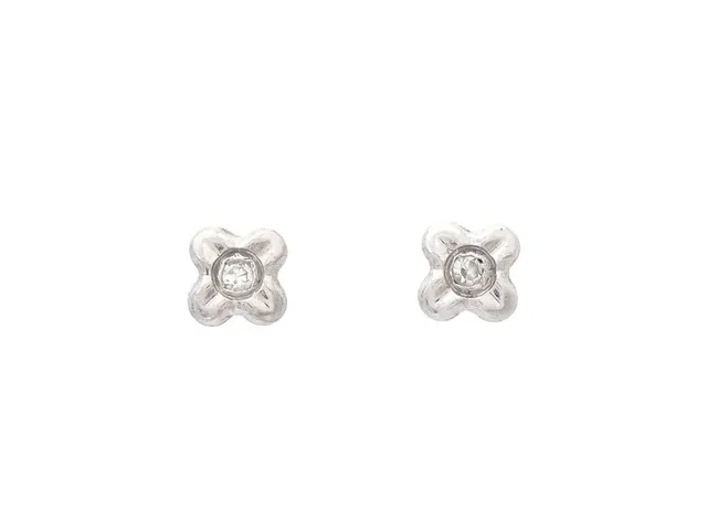 ENSTENSÖRHÄNGEN, 18K vitguld, åttkantslipade diamanter ca 0,01 ctv, stift, vikt 0,6 g.