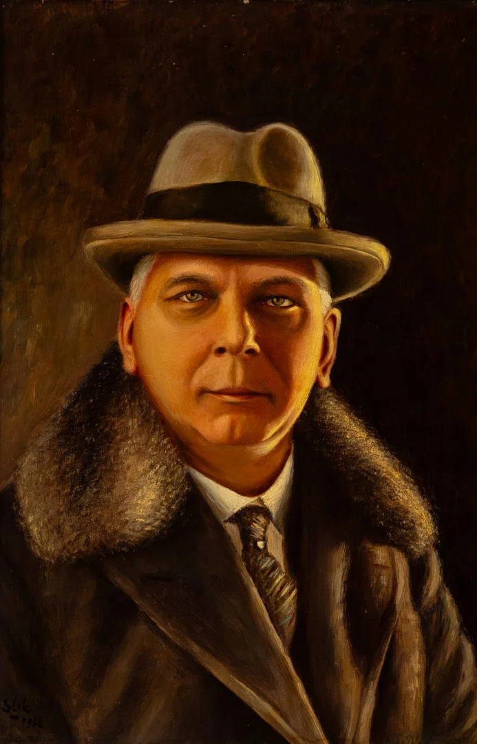 UNBEKANNTER KÜNSTLER. Porträt eines Herren mit Hut und Pelzkragen. — Paintings — Stockholms Auktionsverk Hamburg