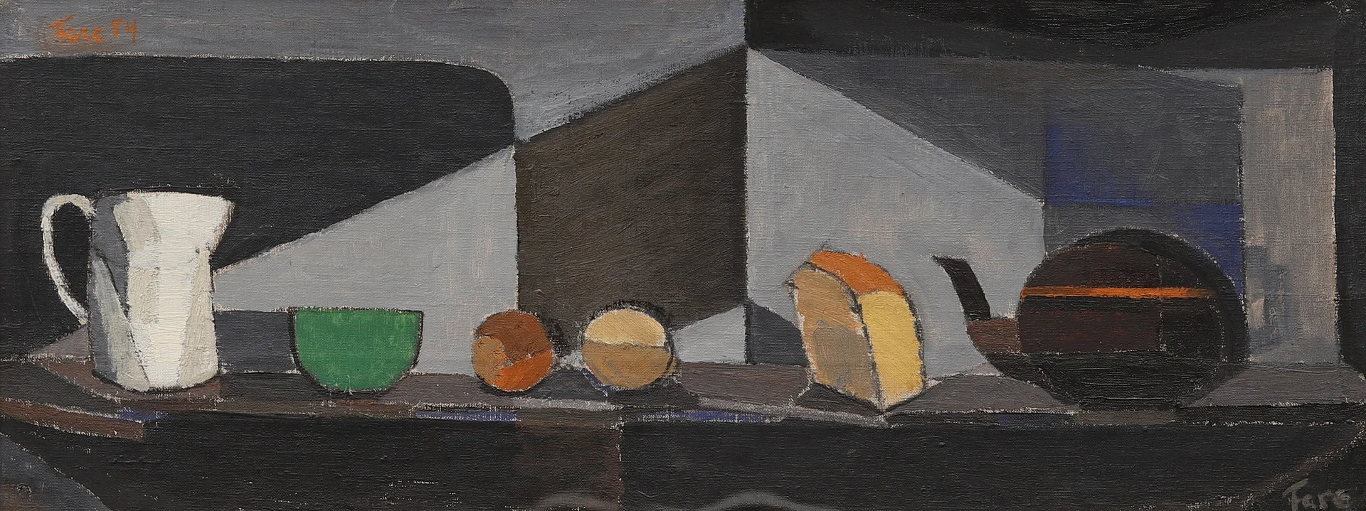 LEOPOLD FARE. olja på uppfordrad duk, stilleben, signerad och daterad -54. — Paintings — Crafoord Auktioner Malmö