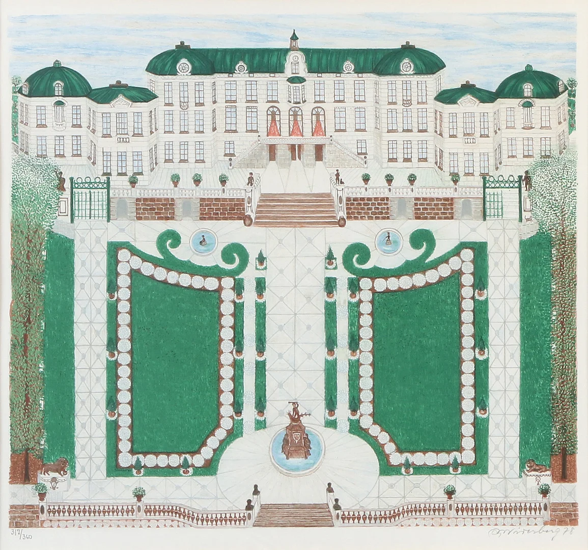 ARVID WIDERBERG. Litografi, 317/360. Drottningholms slott. Signerad. — Engravings & Prints — Skånes Auktionsverk