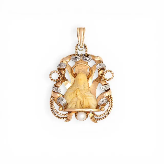 Art Deco Catalan devotional medal, circa 1940.