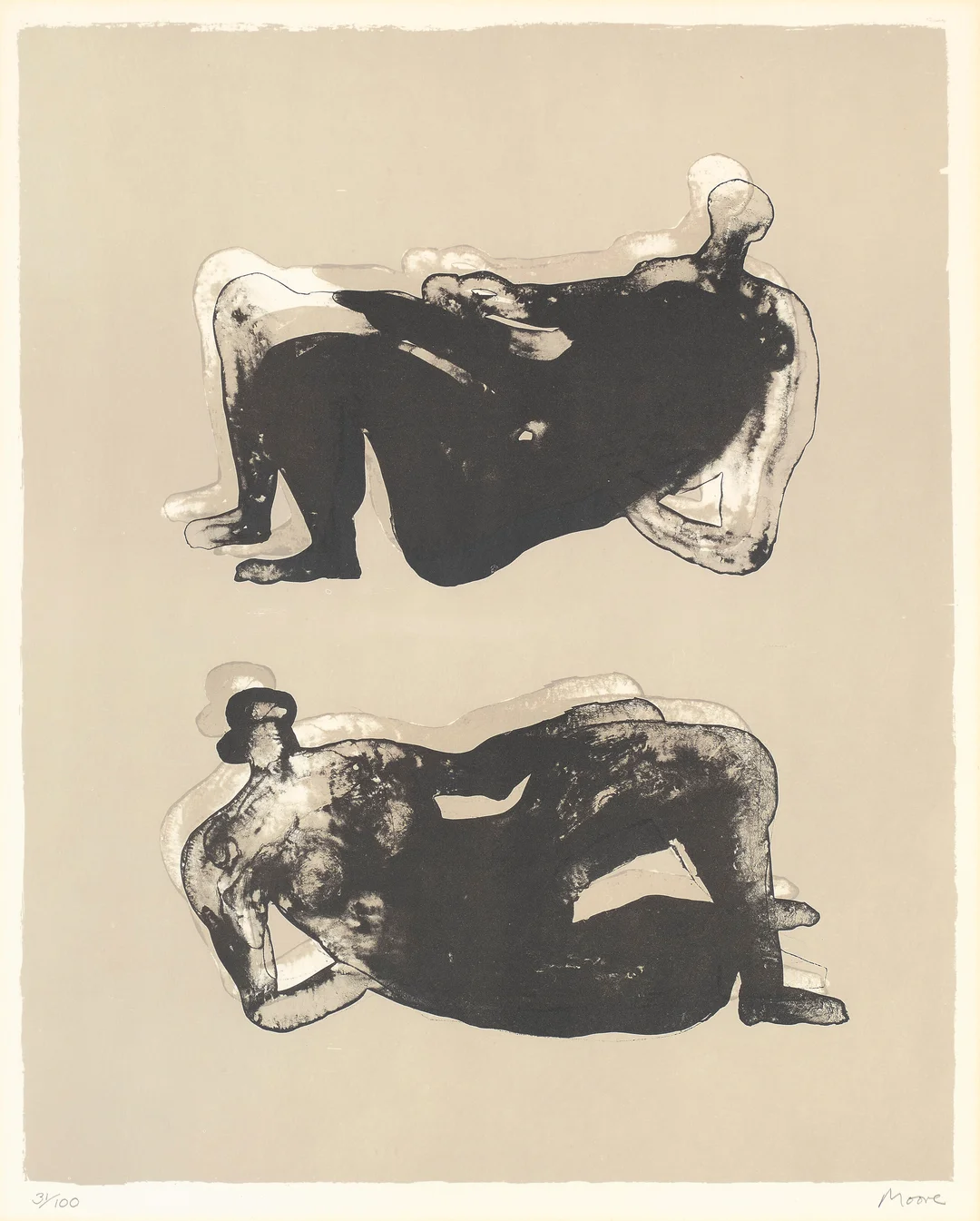 Moore, Henry — "Two Reclining Figures" 1973 — Kunst/Grafikk — Blomqvist