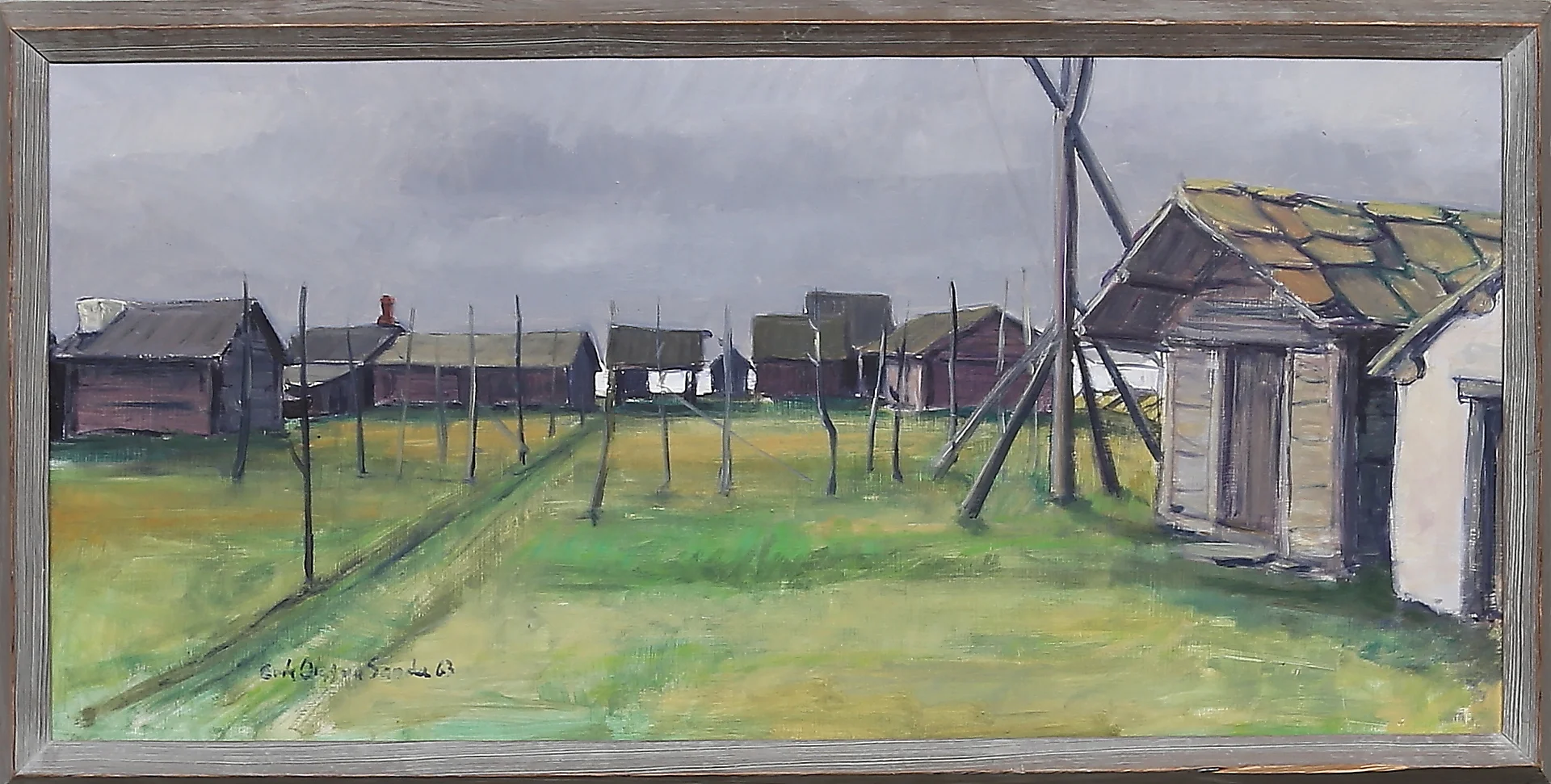 ERIK OLSSON SANDA. Olja på pannå, signerad och daterad 63. — Paintings — Gomér & Andersson Linköping