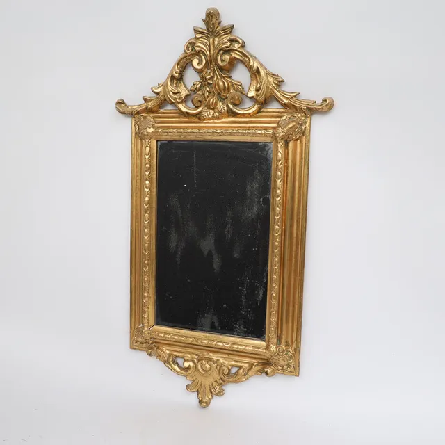 SPEGEL, nyrokoko, 1800-tal, bronserad och förgylld. Fasettslipat glas.