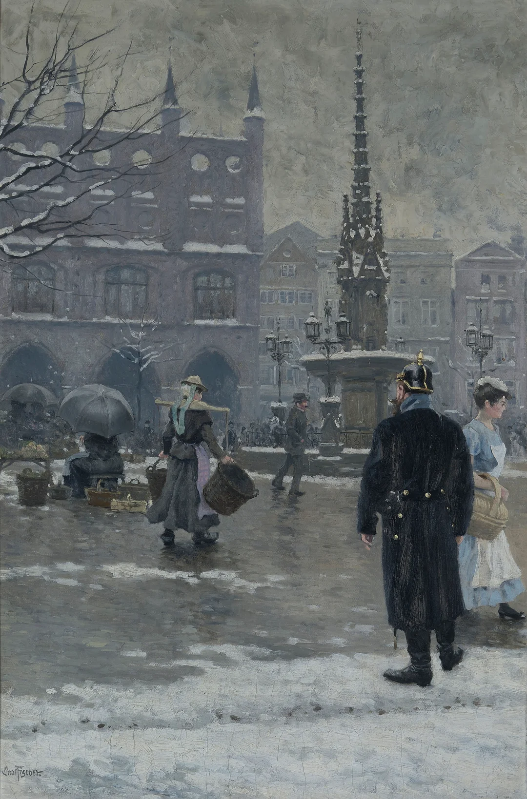 Fischer, Paul — Fra torvet i Lübeck — Kunst/Maleri — Blomqvist