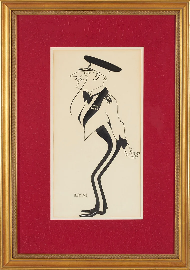 EINAR NERMAN. "Amiralen på bal", tusch och täckvitt, signerad Nerman. — Drawings — Stockholms Auktionsverk Sickla