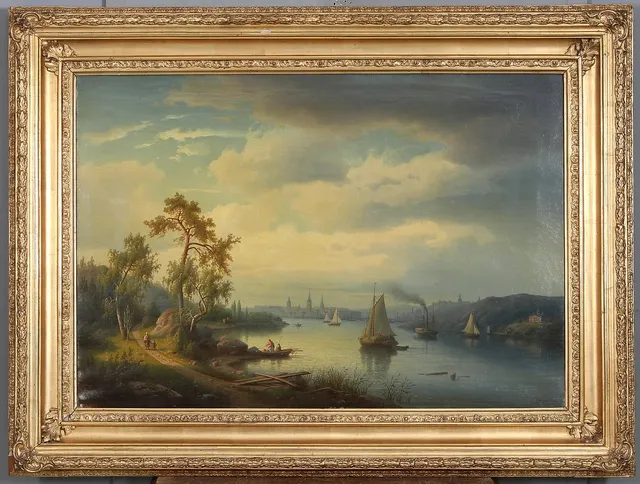 CARL ABRAHAM ROTHSTÉN. Stockholm från Mälaren, olja på duk, signerad CAR, daterad 1866.