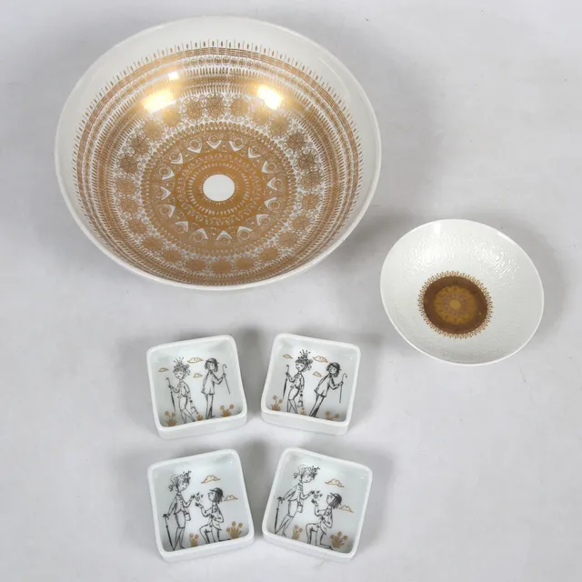 PORSLINSDELAR, 6 st,Raymond Peynet & Bjørn Wiinblad, Studio Line, Rosenthal.