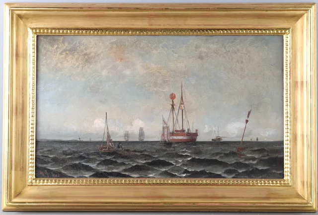 LUDVIG RICHARDE. Olja på duk, Fyrskepp, signerad L R, daterad -85.