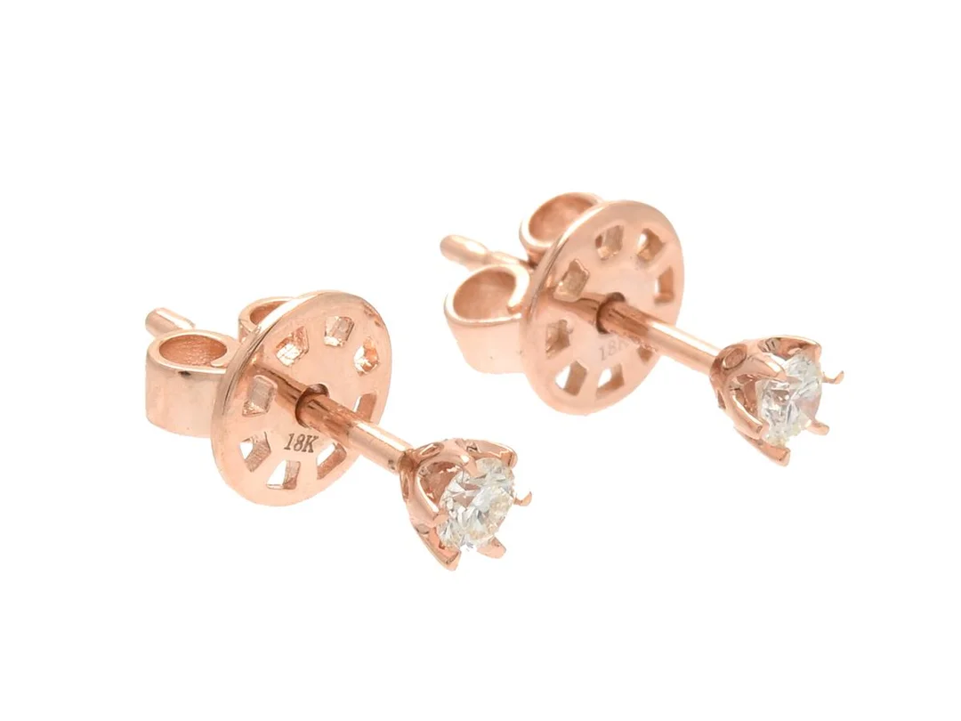 ENSTENSÖRHÄNGEN, 18K roséguld, briljantslipade diamanter ca 0,18 ctv, ca W/VS, stift, vikt 1,5 g. — Smycken/Enstensörhängen — Kaplans