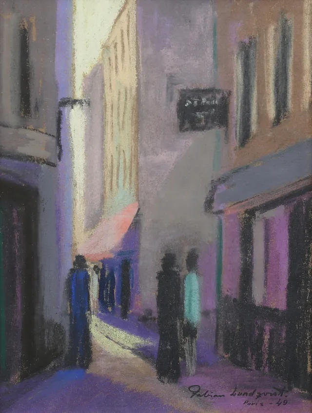 FABIAN LUNDQVIST. Gatuvy, Paris, pastell, signerad Fabian Lundqvist, Paris 49.