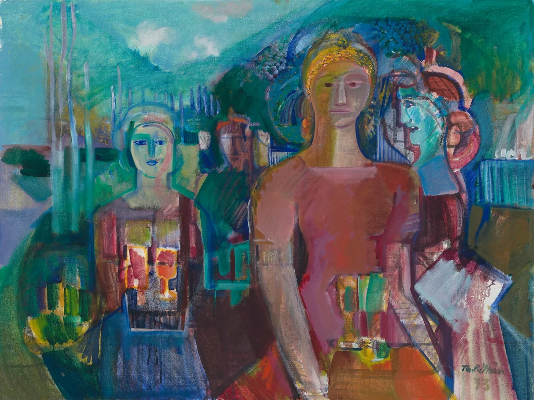 Rittun, Thorstein — "Friluftservering" 1973 — Kunst/Maleri — Blomqvist