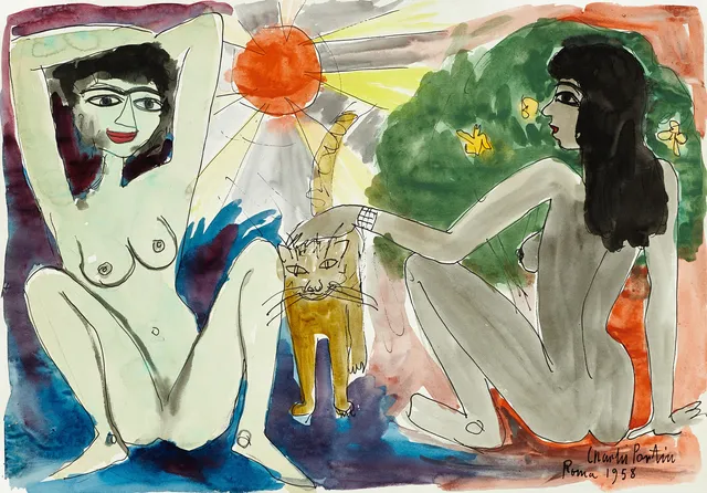 CHARLES PORTIN. "Roma", 2 st, signerade och daterade 1958, akvarell på papper.