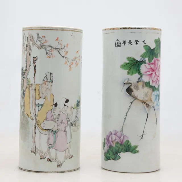 Two Chinese “rosefamily” porcelain vases, 20th Century.