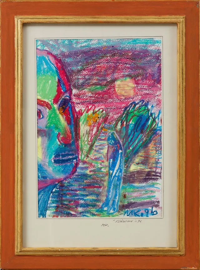 MAURITZ KARSTRÖM. "Sländan", pastell, signerad och daterad -96.