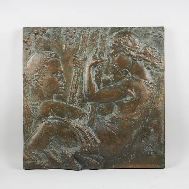 WÄINÖ AALTONEN (1894-1966). "Gungan", signerad samt daterad 1934, bronsrelief.