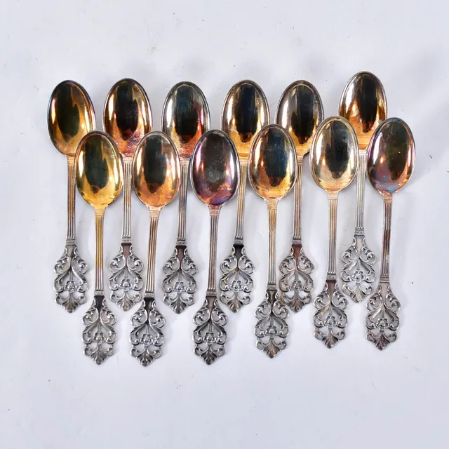THORVALD MARTHINSEN. theskedar, 12 st, silver, modell 220 "Viking Rose".