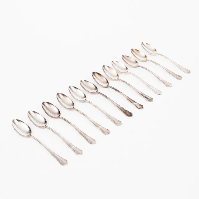 SKEDAR, 12 st, silver, modell "Chippendale" GAB, 1965-66.