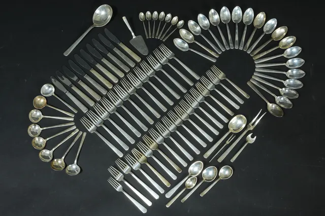 Kay Bojesen. Grand Prix. Sterling silver and silver flatware (86)