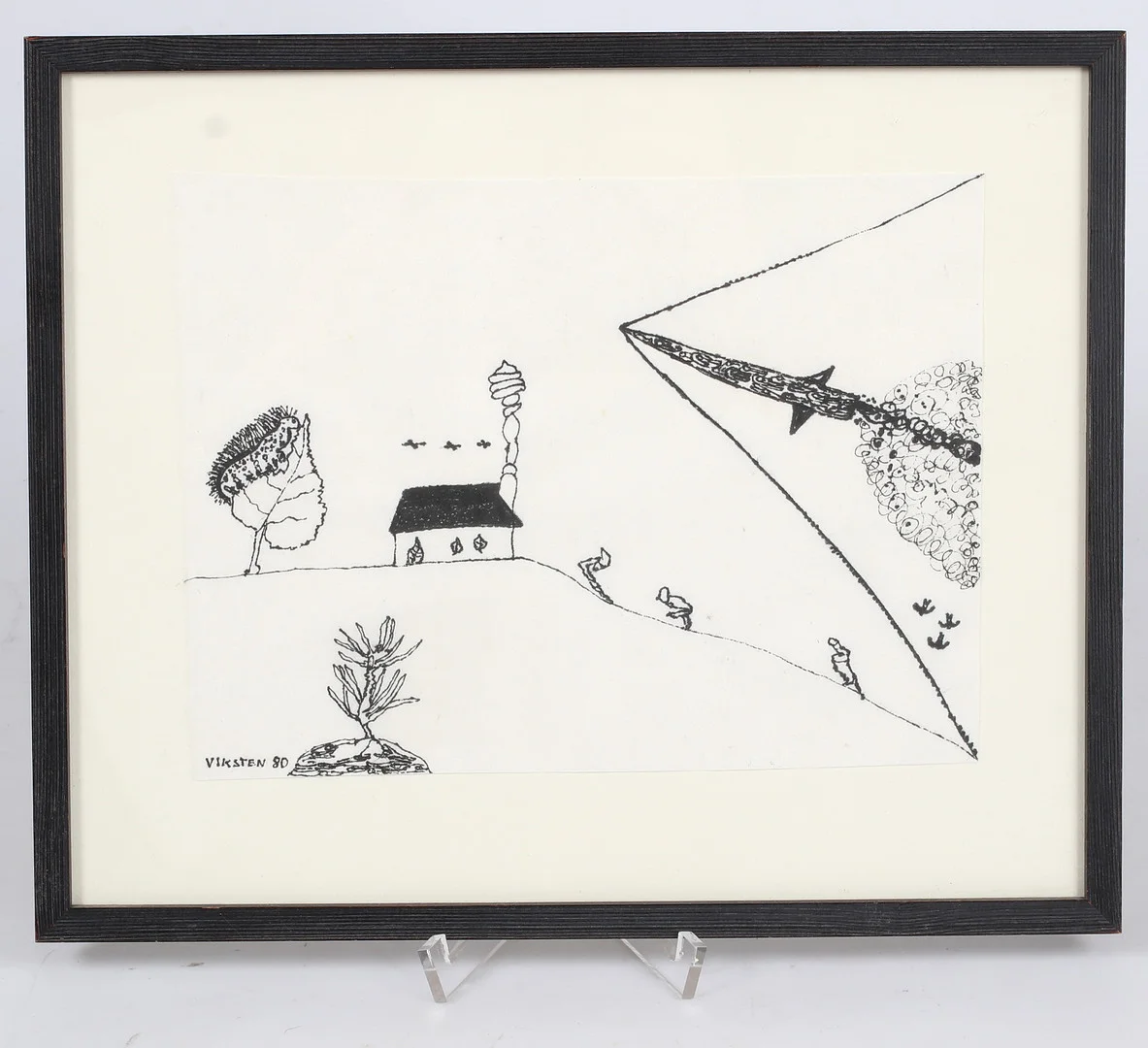 HANS VIKSTEN. Komposition, tusch på papper, signerad och daterad 80. — Drawings — Stadsauktion Sundsvall