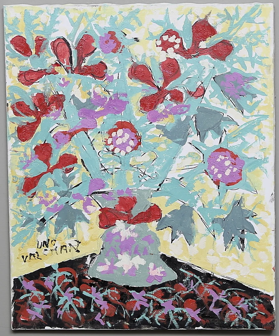 UNO VALLMAN. olja på duk, blomstermotiv, signerad. — Paintings — Gomér & Andersson Linköping