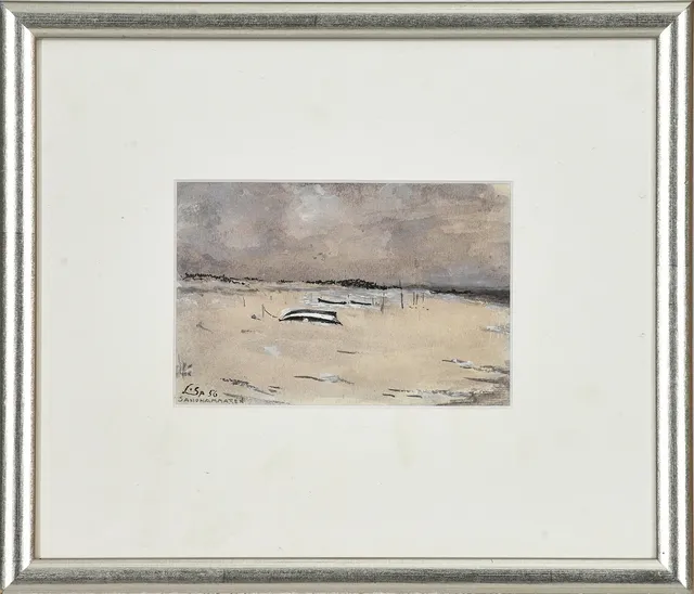 LOUIS SPARRE, (Sverige, 1863-1964). "Sandhammaren", Monogramsignerad L.Sp 56, akvarell med täckvitt.