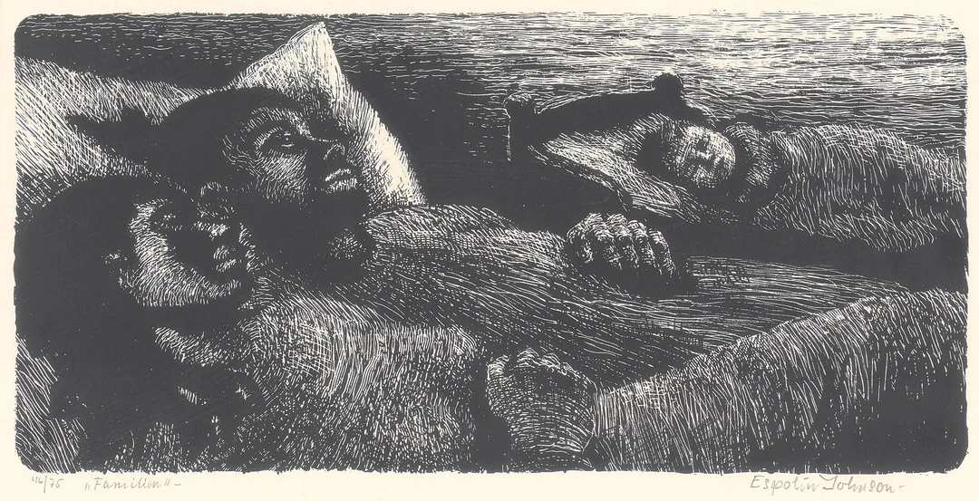 Johnson, Kaare Espolin — "Familien" 1972 — Kunst/Grafikk — Blomqvist
