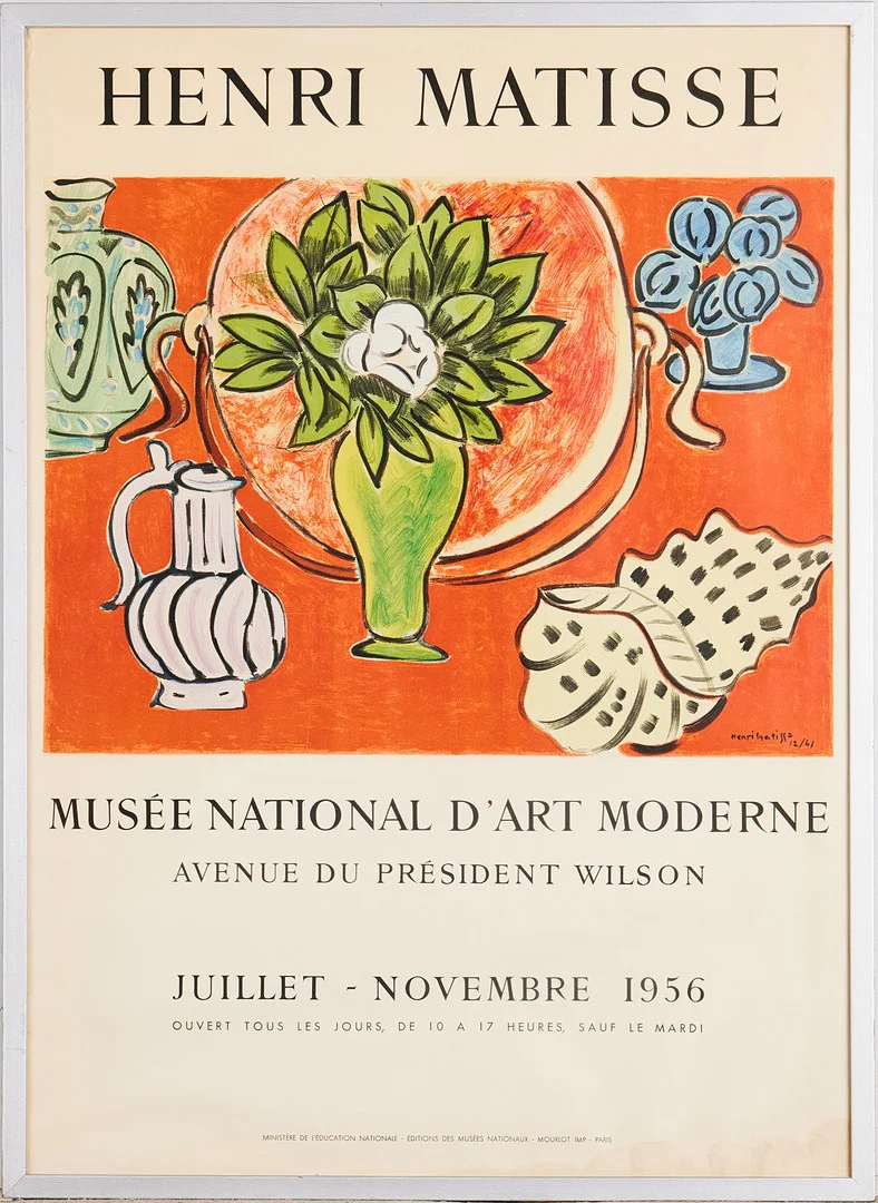 HENRI MATISSE. EFTER. Affisch, Musée National D'art Moderne, Paris, 1956. — Engravings & Prints — Stockholms Auktionsverk Magasin 5