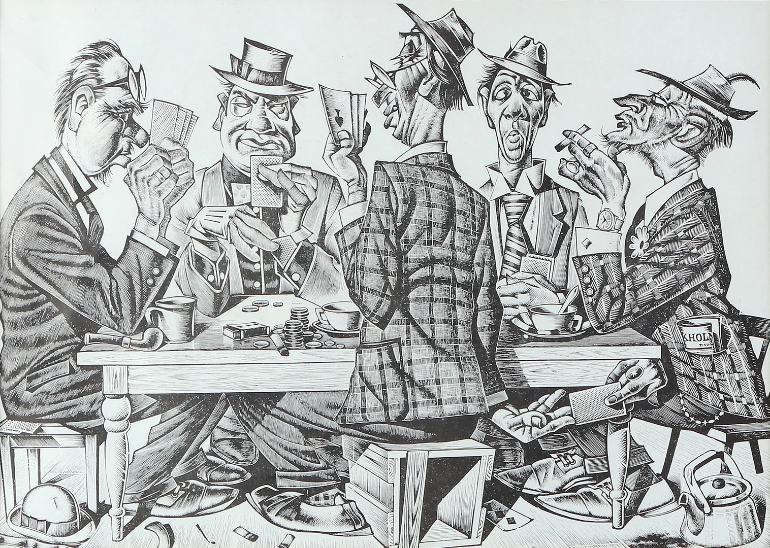 ALEXANDER RISTMÄGI. Grafiskt blad. Kortspelare. Osignerad. — Engravings & Prints — Skånes Auktionsverk