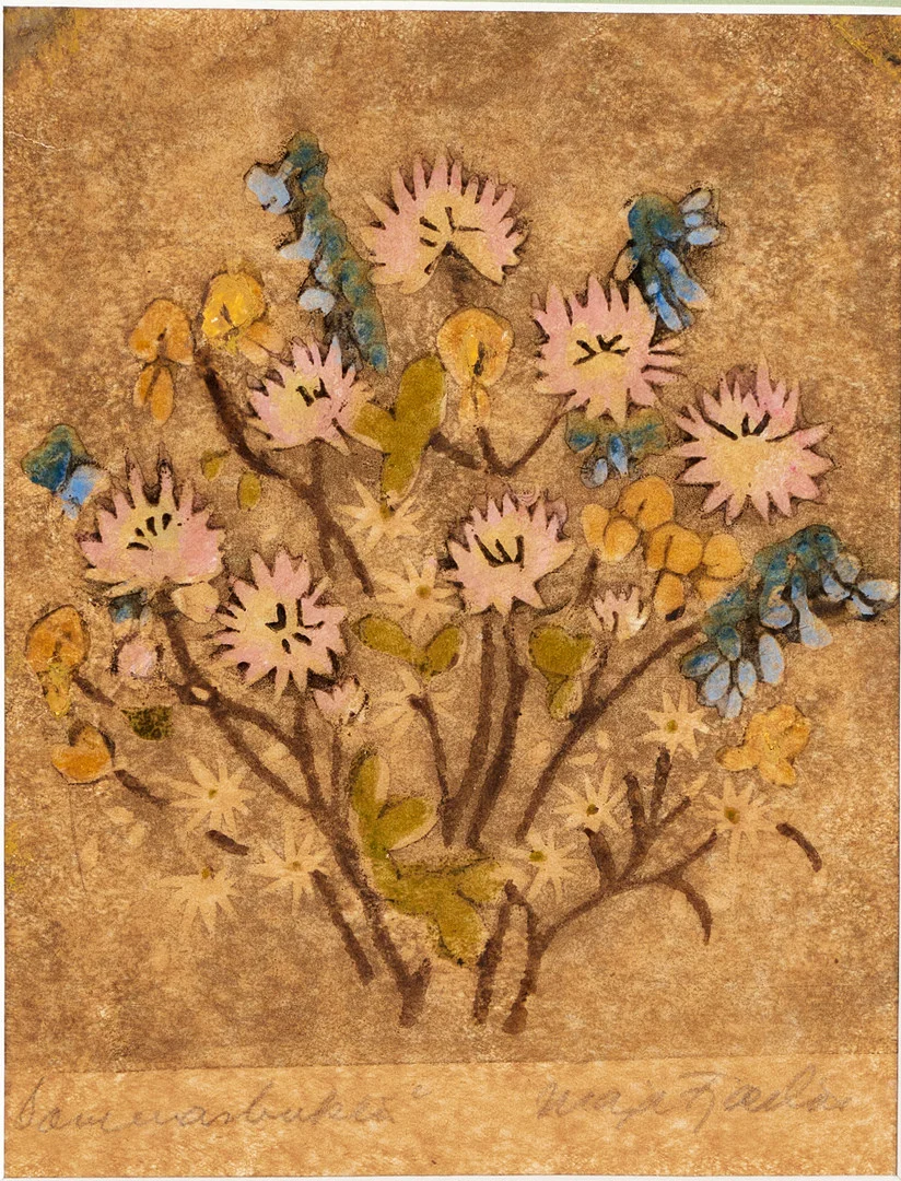 MAJA FJAESTAD (1873-1961) "Sommarbukett", signerad, färgträsnitt. — Engravings & Prints — Crafoord Auktioner Stockholm