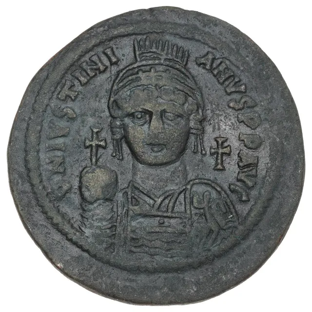 Byzantium, Justianus I, Follis = 40 Nummi 527–565, anno 12 Nicomedia; Sear 201, 23.56 g