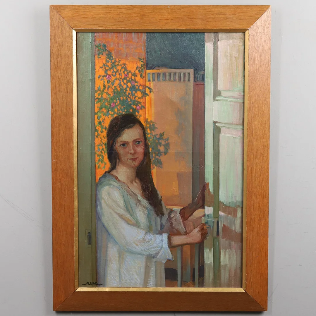 AXEL LINUS ERIKSSON. OLJA PÅ DUK, Porträtt av kvinna, signerad. — Paintings — Örebro Stadsauktioner