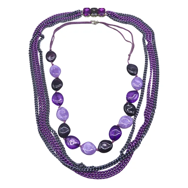 ZWEITEILIGES KETTEN-SET IN VIOLETT.