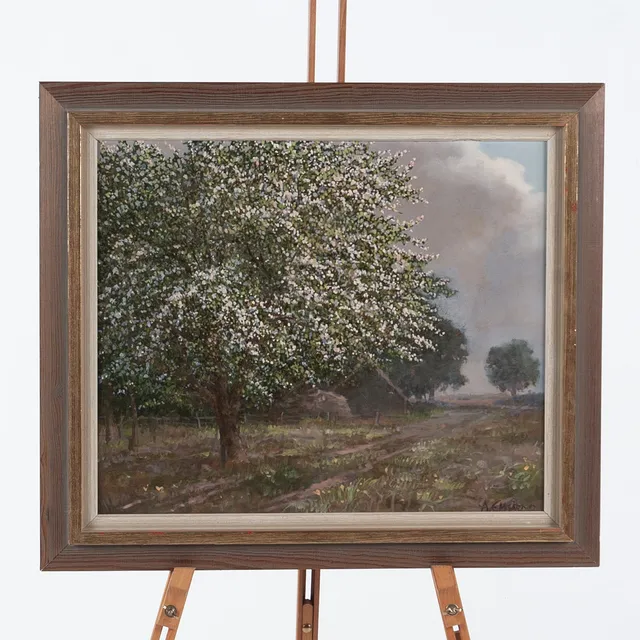 ANDERS EMGÅRD. Olja och tempera på pannå, ”Efter försommaregnet”.