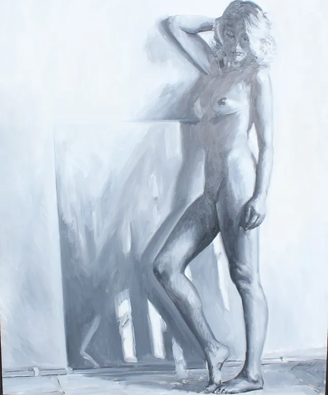 PETER HANDEL (*1949). Öl auf Holzplatte, '' Ute '' (1987).