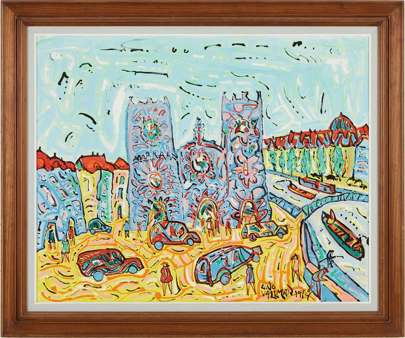UNO VALLMAN. Stadsmotiv, olja eller akryl på duk, signerad. — Paintings — Stockholms Auktionsverk Magasin 5