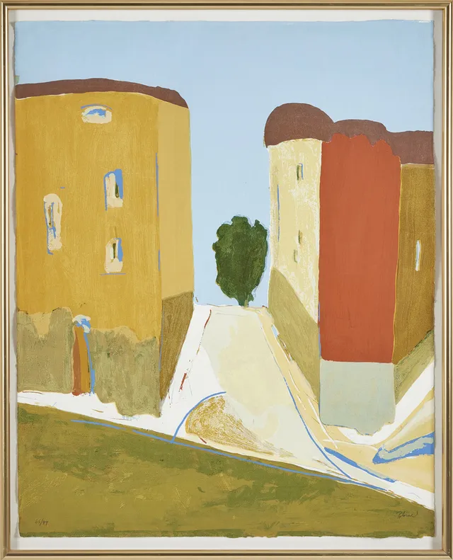 ANDERS PALMÉR. Stadsmotiv, färglitografi, signerad och numrerad 65/99.