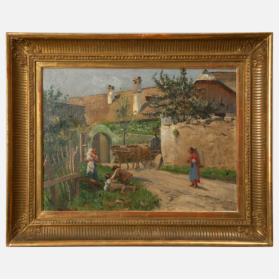 OIDENTIFIERAD KONSTNÄR. Olja på pannå, otydligt signerad. — Paintings — Stockholms Auktionsverk Göteborg