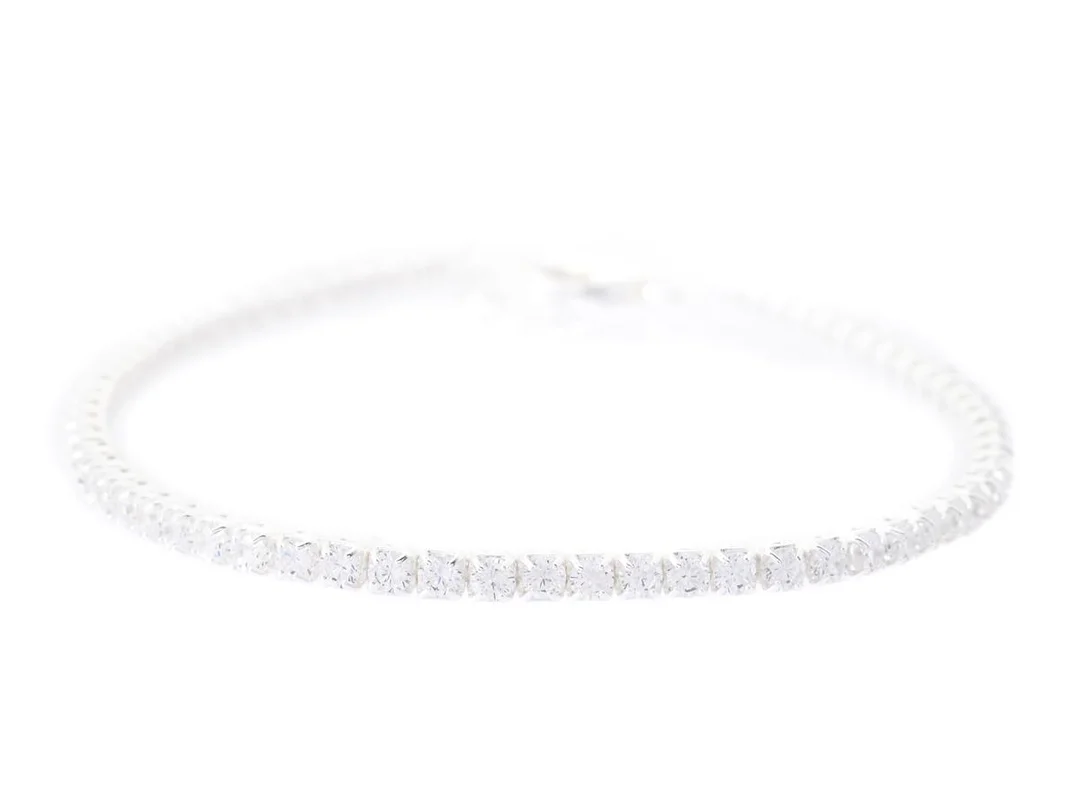 TENNISARMBAND, sterlingsilver, cubic zirconia, längd 15-18 cm, vikt ca 3,1 g. — Smycken/Armband — Kaplans