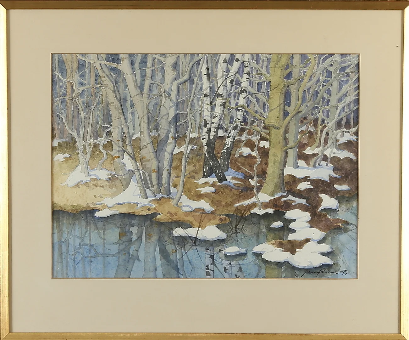 JOHAN PERSSON. Vårlandskap, akvarell, signerad samt daterad -79. — Paintings — Auktionshuset Kolonn