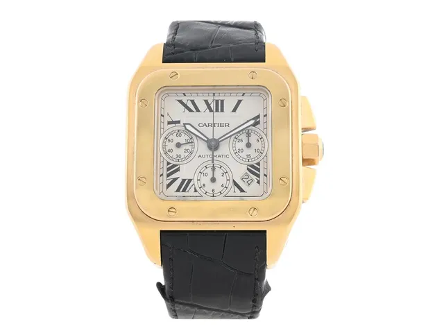 CARTIER, Santos 100 XL Chronograph, Cal 8630 (ETA 7750), Serie nr. 89661NX/2935, Ref nr. W20131Y1, kronograf, herrur, 41 x 40 (55) mm, 18K rosa guld, automatisk, safirglas, datum, läderband (se fördjupad information), viklås i 18K rosa guld, cert, oktober 2015, box (skadad).